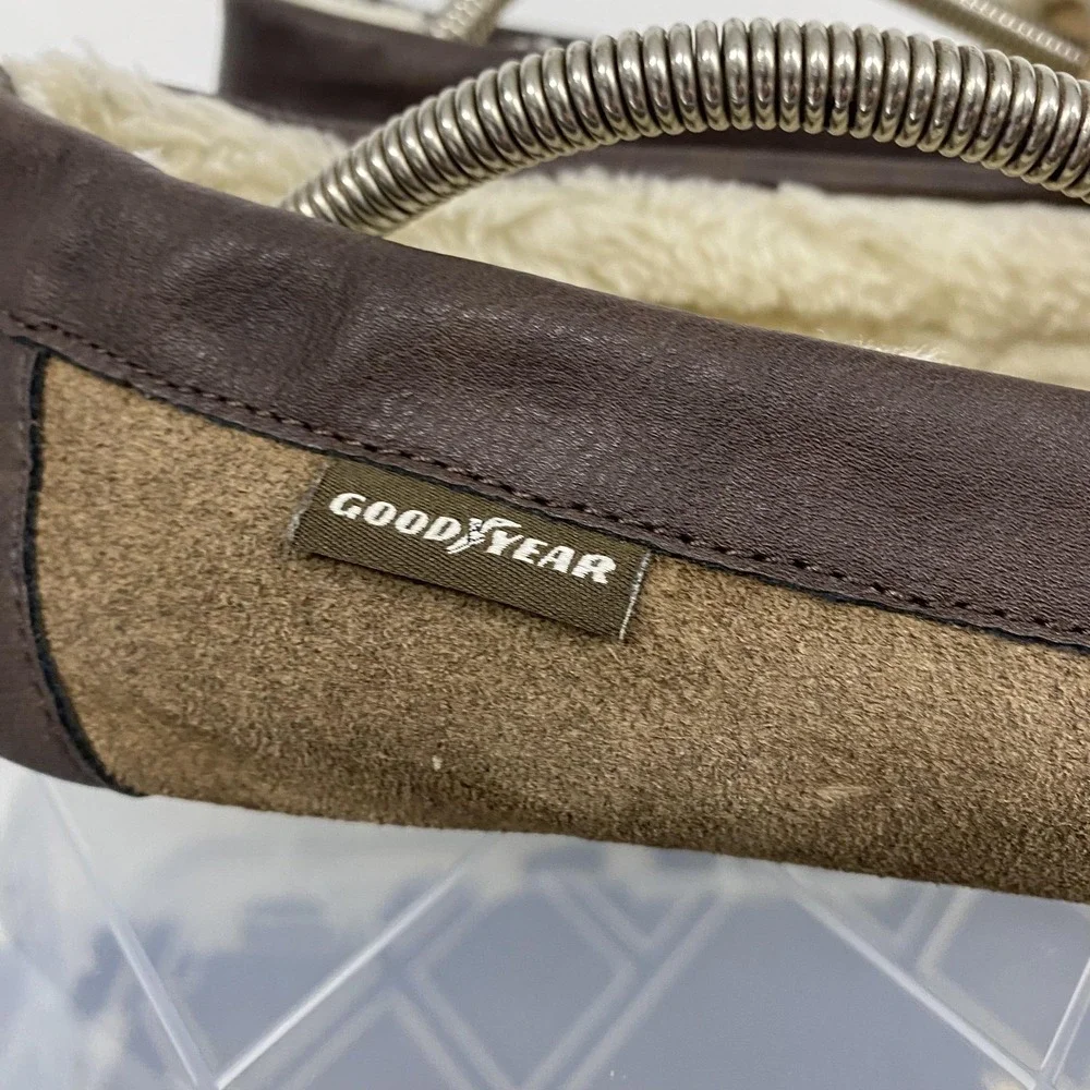 Goodyear‎ Slippers Shoes Mens Size 10 Brown Suede Moccasin Faux Fur Lined Indoor